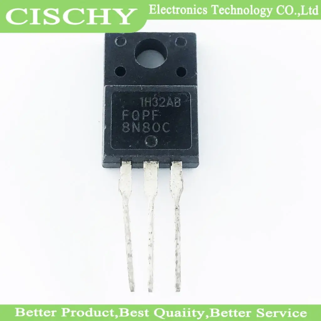 10pcs/lot FQPF8N80C 8N80C 8N80 TO-220 In Stock