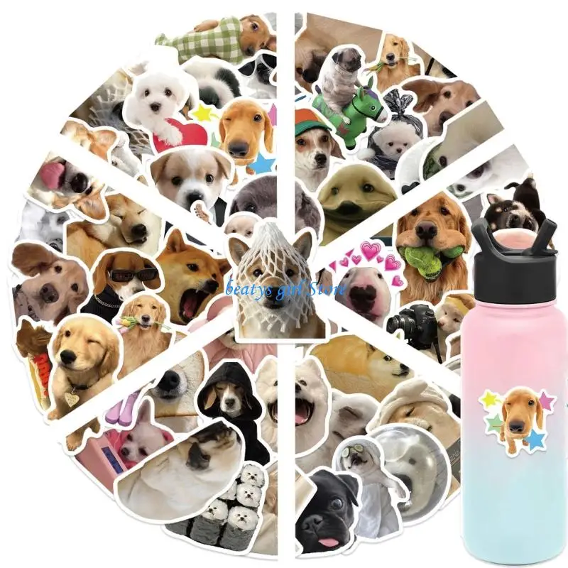 

C7AB 50Pcs Dog Sticker Removable Water Resistant Animal Decorative Sticker for Scrapbooking Journal Phone Case Laptop Guitar