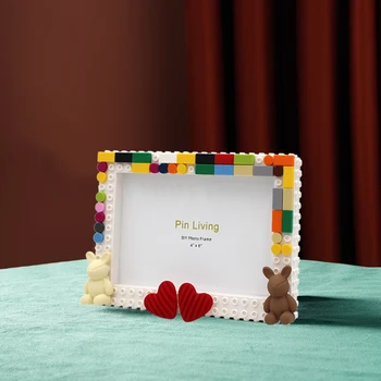Pinliving Love DIY 아기 빌딩 블록 사진 프레임 세트, 간단한 광고, 수제 창의적인 선물, 이끼 암호 