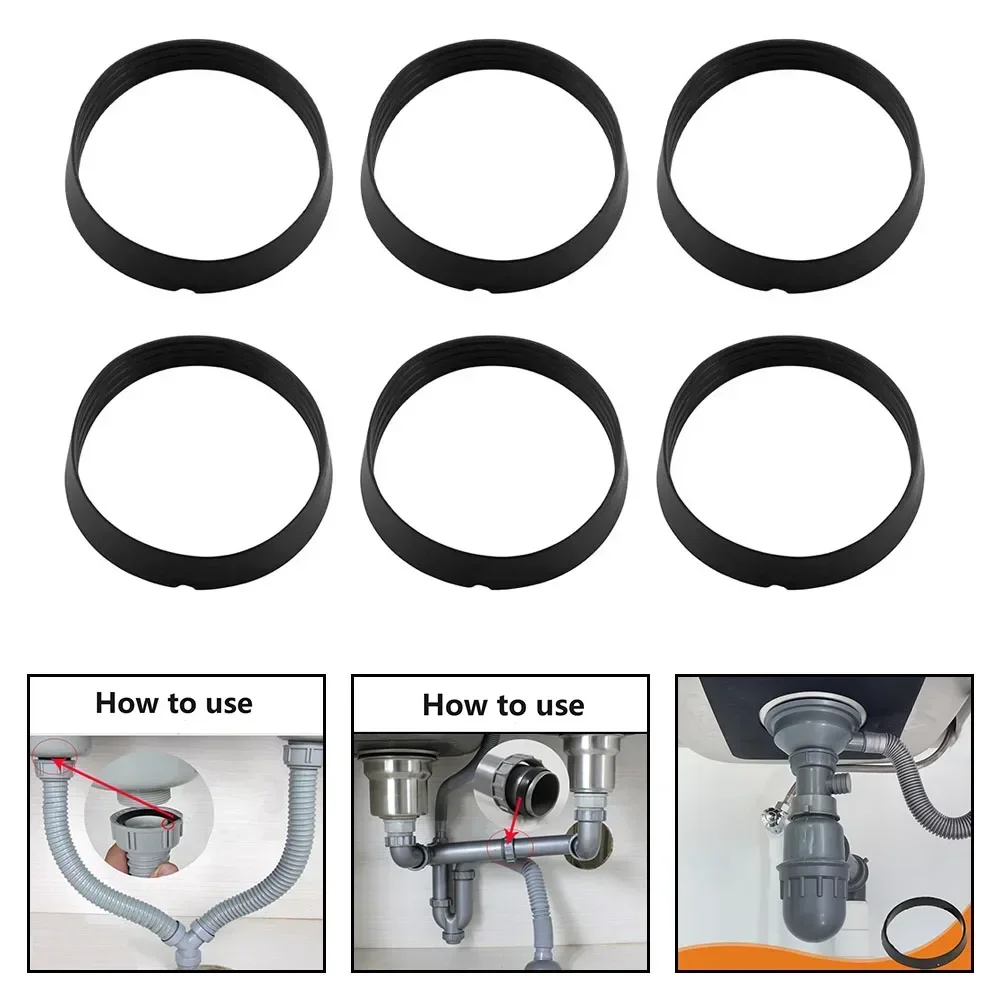 6PCS 40mm Rubber Seal Rubber Washers For Plumbing Sink Pipe Fittings Waste Pipe Ensuring The Integrity Of The Plumbing System