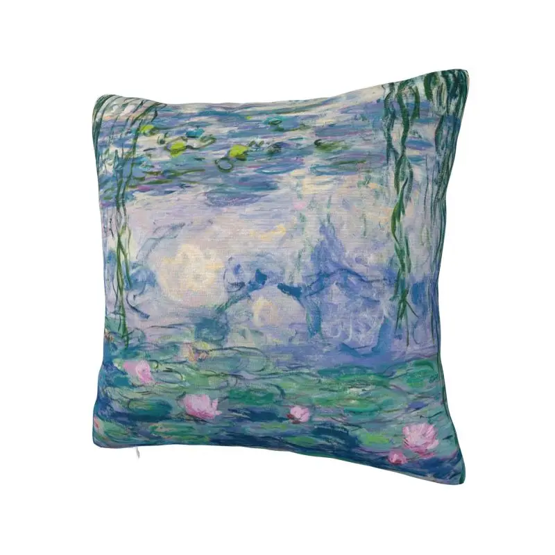 Custom Water Lilies Claude Monet Fine Art Pillow Case Home Luxury French Painter Art Cushion Decoration Salon Square Pillowcase