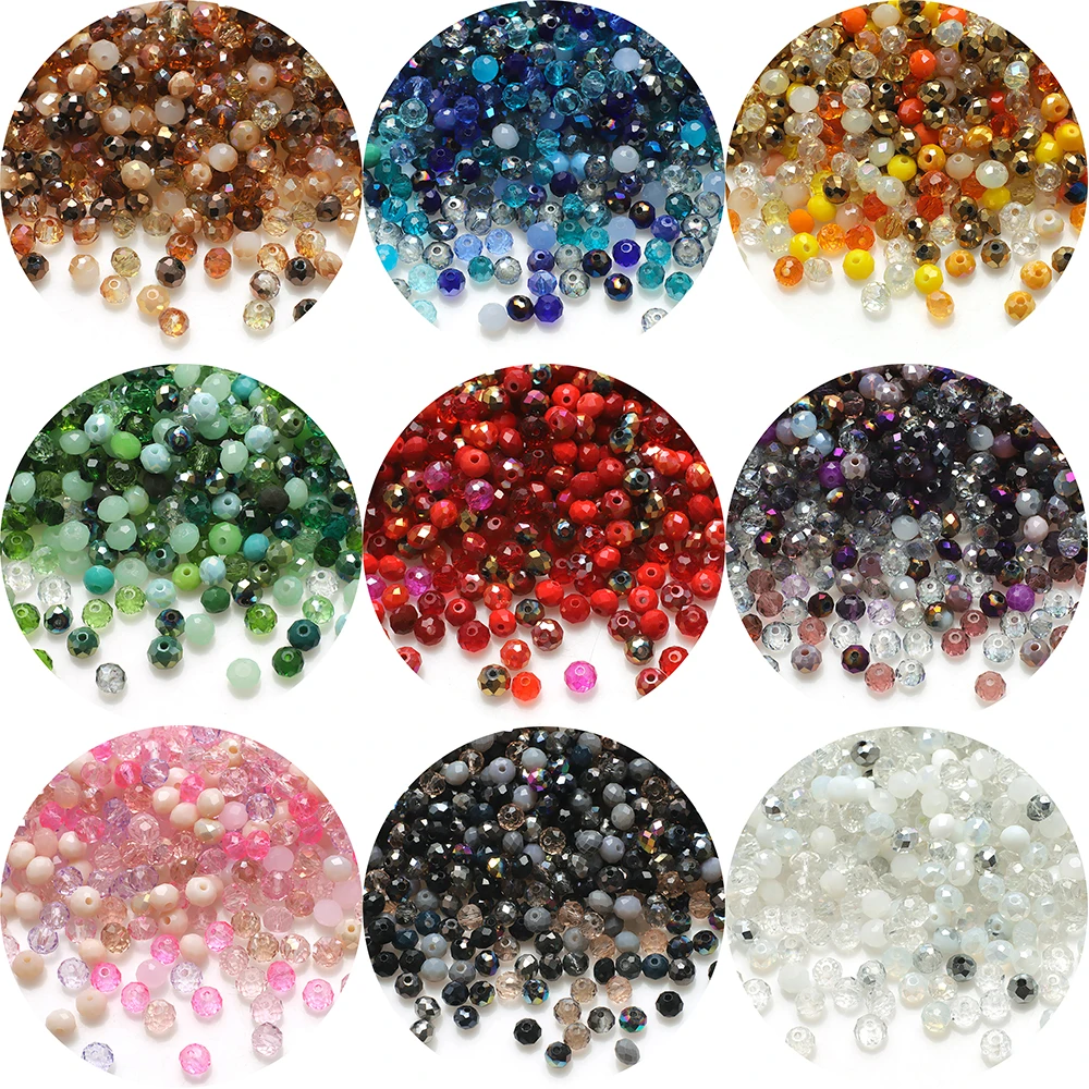 100Pcs/Lot 8mm Mixed Color Faceted Crystal Glass Rondelle Loose Spacer Beads Crafts Jewelry DIY Making Accessories Needdlework