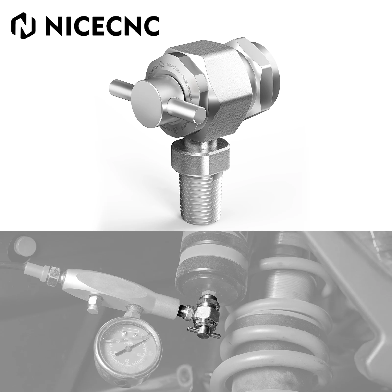 

1/8" NPT Male Nitrogen Shock Filling Tool Schrader Valve No Loss For ATV UTV Yamaha YFZ Raptor Polaris RZR XP Can Am Maverick