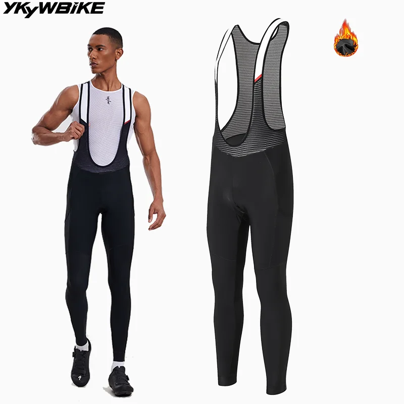 

YKYWBIKE зимние велосипедные колготки-комбинезоны, теплые флисовые шоссейные велосипедные нагрудники, длинные брюки, 6-часовая одежда для езды на велосипеде