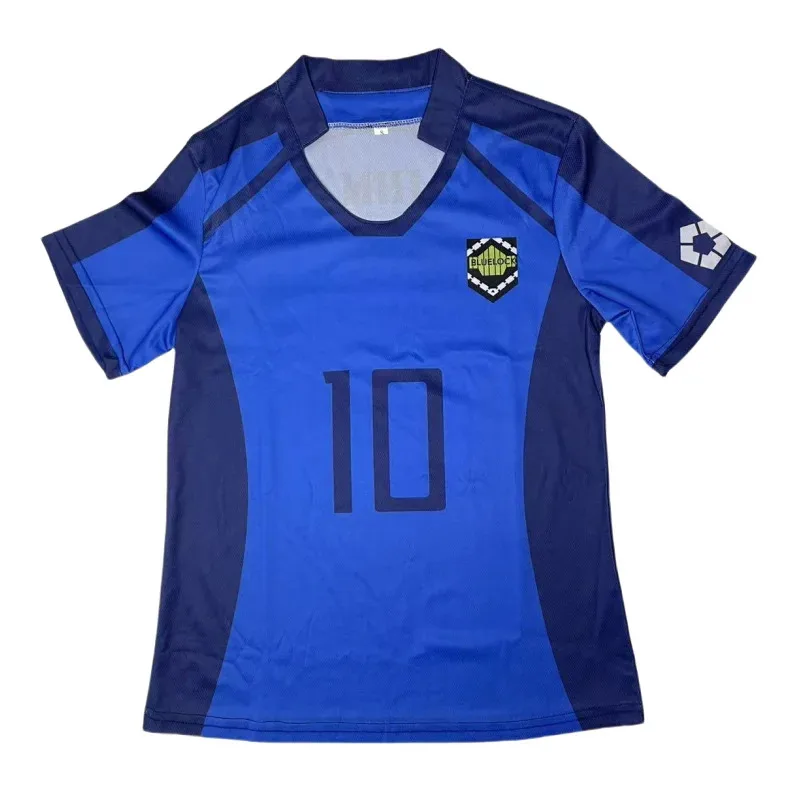 Disfraces de Cosplay de Anime Rin, camiseta de fútbol de partido U20 con cerradura azul, conjunto de uniforme de fútbol ISAGI, brazalete de capitán Rin Itoshi, guantes y pelucas