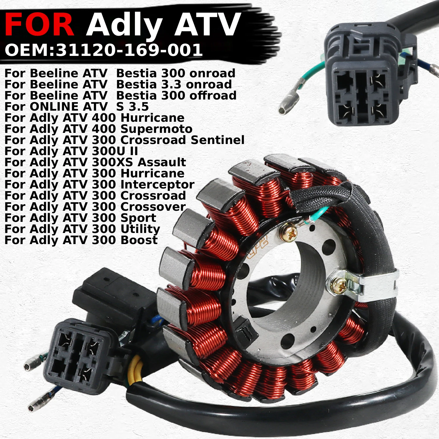 Катушка зажигания статора генератора мотоцикла для взрослых ATV 300U II 300XS Assault 300 Hurricane 400 Hurricane OEM: 31120-169-001 Запчасти