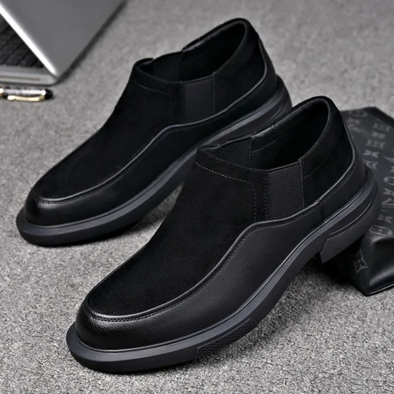 Designer Loafers Men New Cow Suede Casual Leather Shoes with Soft Soles Trendy and Versatile Men\'s Shoes Genuine Leather