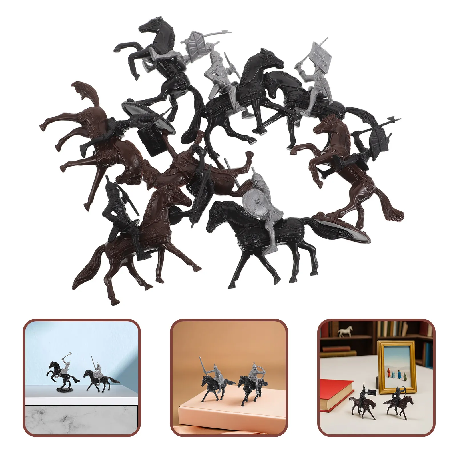 

32Pcs Medieval Knight Soldier Playset with Horses Historical Battle Scene Display for Kids Adults Tabletop Gaming
