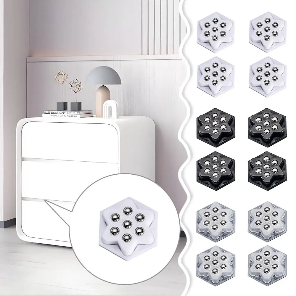 4Pcs Durable Self Adhesive Universal Wheel Mute 7Beads Mini Pulley Base Self Adhesive Pulley