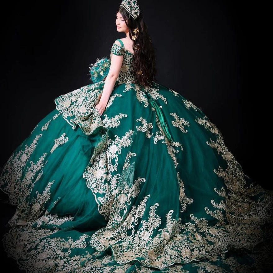 LorstudÉlégante robe de Quinceanera en dentelle dorée, appliques de paillettes, perlée, éducative, 15 Anos, Sweet, 15, 16, robe de fête d'anniversaire, YQD53