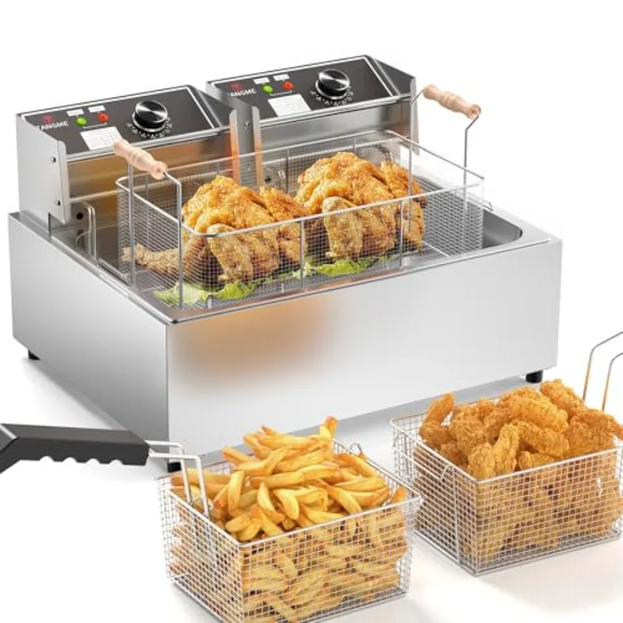 3400W Electric Countertop Deep Fryer with Baskets