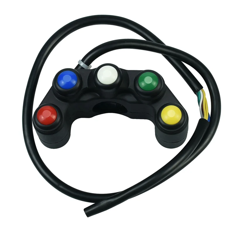 

AEA6-Universal 5 Button Motorcycle Switches 7/8Inch 22Mm Handlebar For Horn Headlight Hazard Brake Fog Lights ON/OFF Buttons