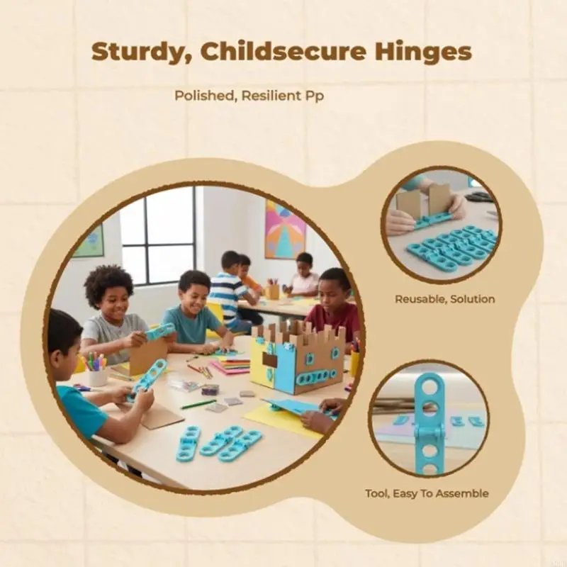 Pack of 5 Craft Hinges for Cardboard Construction Crafting Children Project with Full Open/Adjustable Design Safety Use A2UB