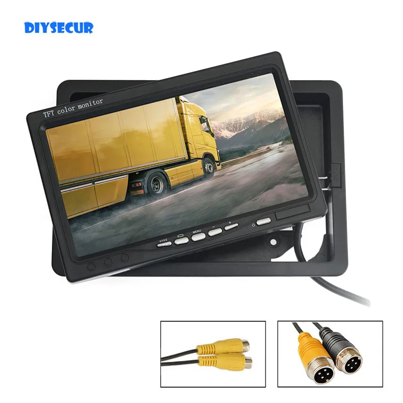 

DIYSECUR DC12V-24V 7inch TFT LCD Display Rear View Car Monitor RCA 4-PIN Video Input for Rear View Camera Surveillance Camera