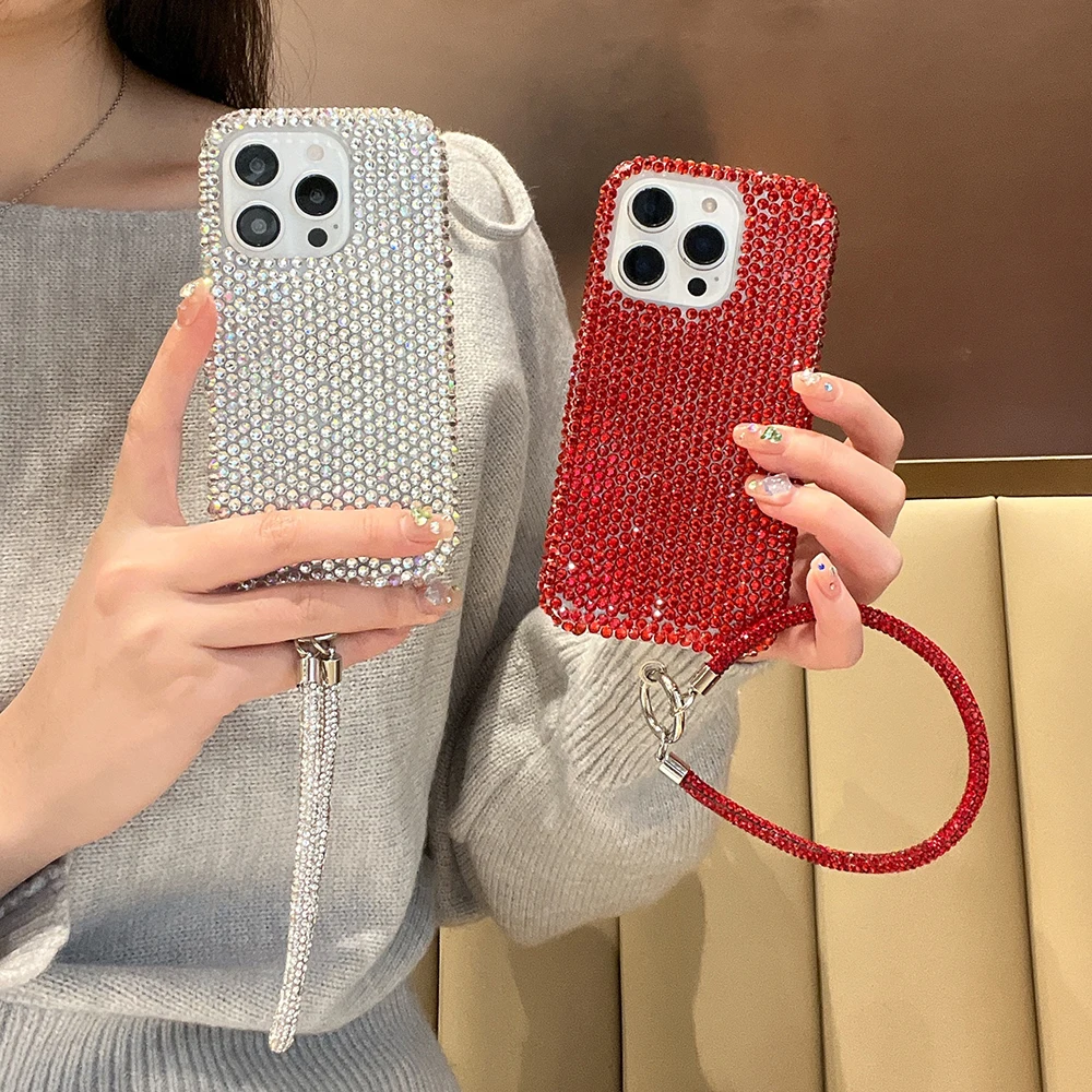 Niedliche Glitzer-Bling-Diamant-Kristall-Handyhüllen für iPhone 16 15 14 13 12 17 18 Pro Max 16 Plus 11 Air Stoßfeste Rückseiten-Abdeckung – Detail 1