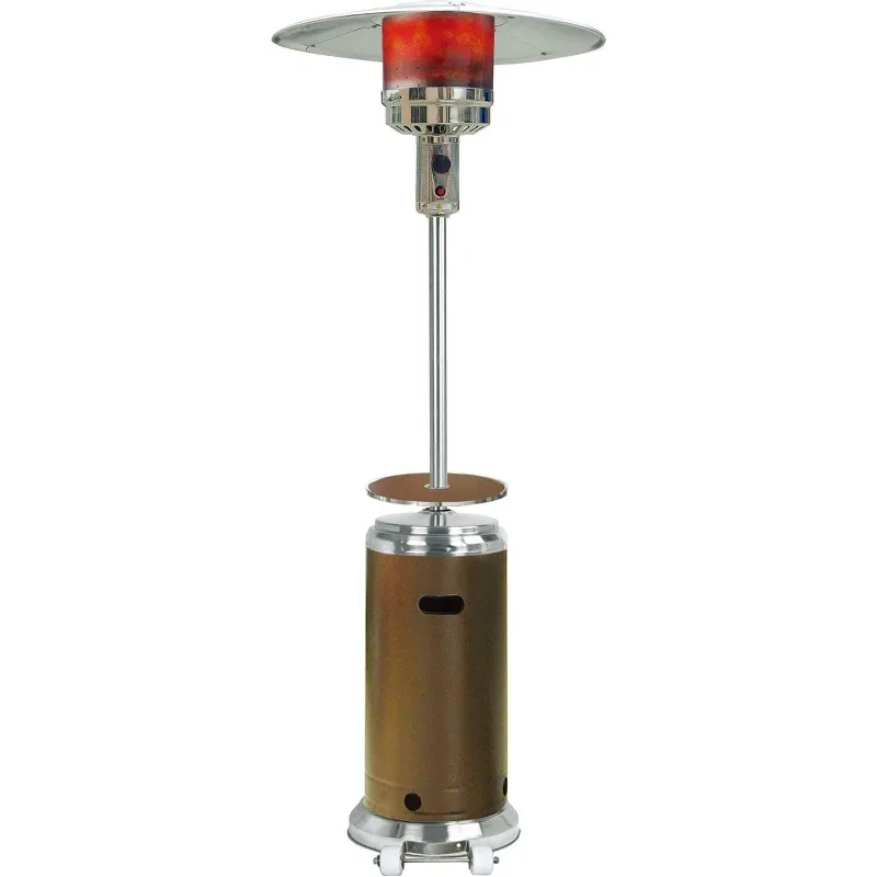 7-Ft. 48,000 BTU Portable Patio Heater in Bronze and Stainless Steel, Modern Umbrella Style Gas Outdoor Heater for Deck, Patio