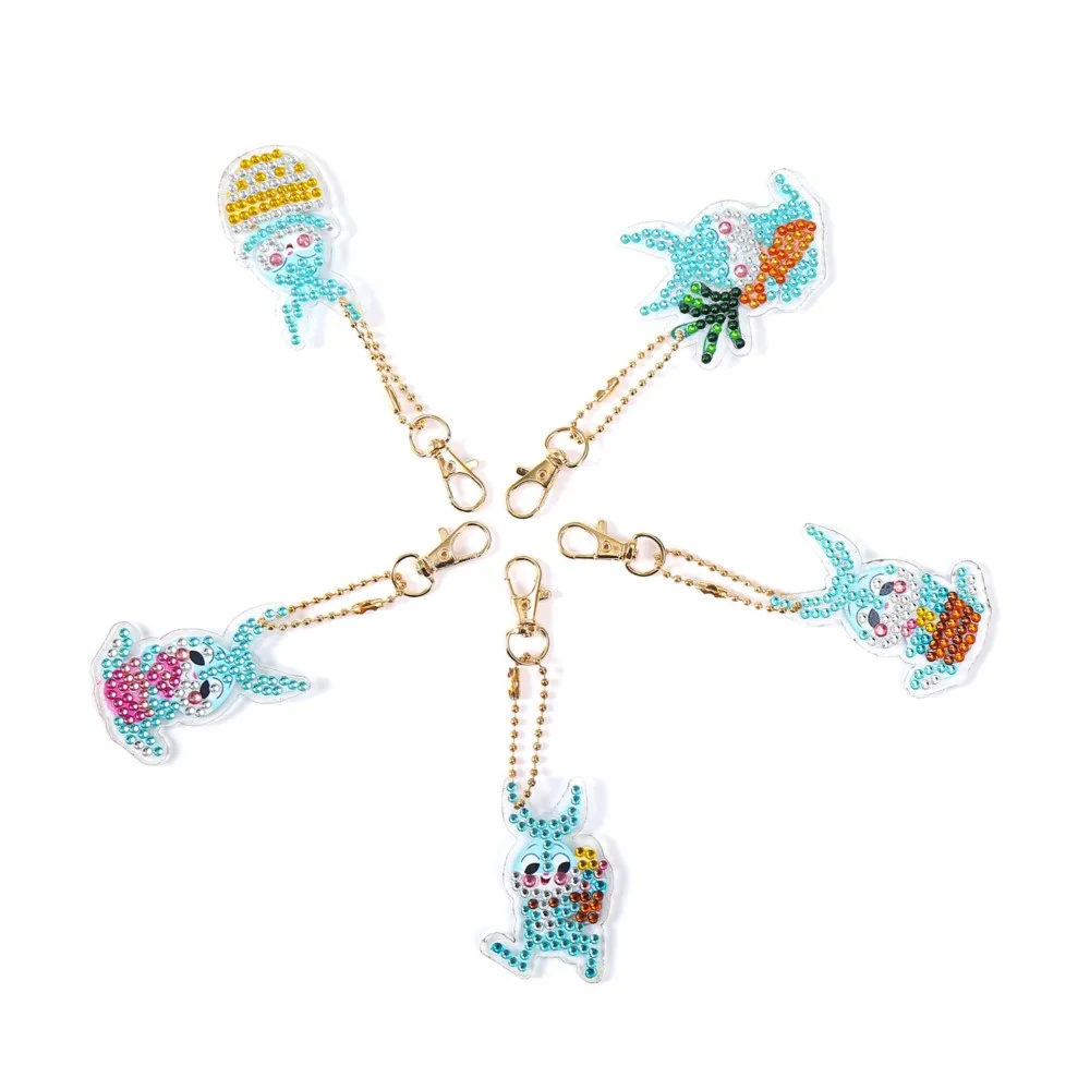 

Cartoon Easter Bunny Diamond Painting Keyring DIY Mosaic Embroidery Cross Stitch Bag Pendant Birthday Gift