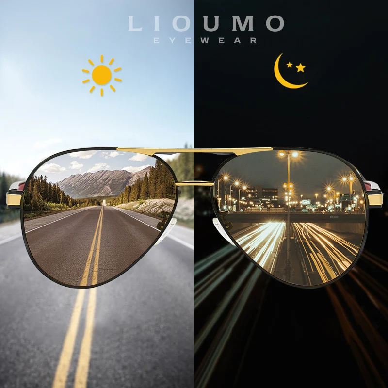 

Top Quality Fashion Aviation Sunglasses Polarized Man Photochromic Night Vision Glasses Woman UV400 Anti-Glare zonnebril heren