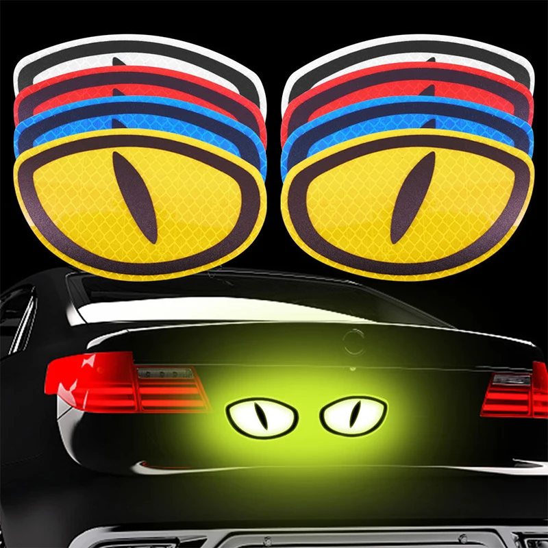 Creative Car Cat Eye Reflective Stickers Universal Auto Motorcycle Night Safety Driving Warning Decals Car Accessories Exterior