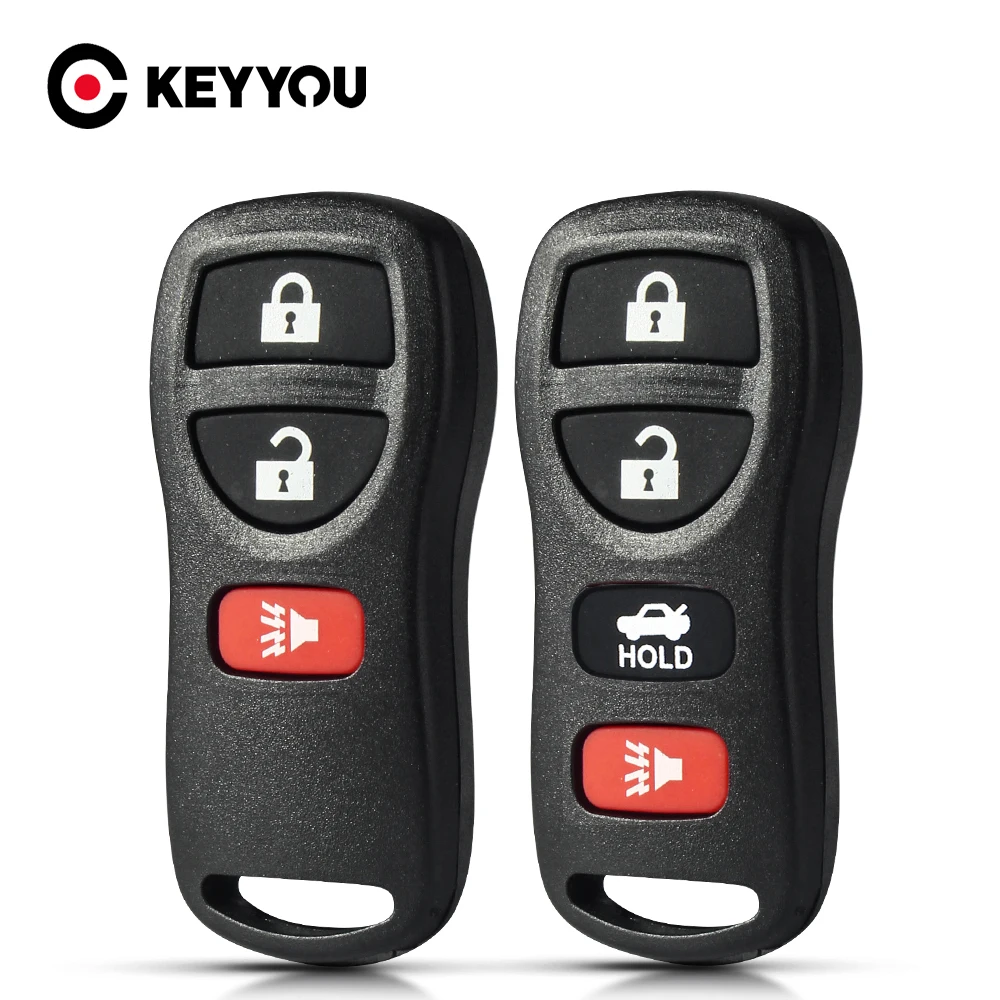 KEYYOU-carcasa para mando a distancia de coche, carcasa para mando a distancia de 3/4 botones, para Nissan Quest Tiida, lidona, x-trail, Paladin