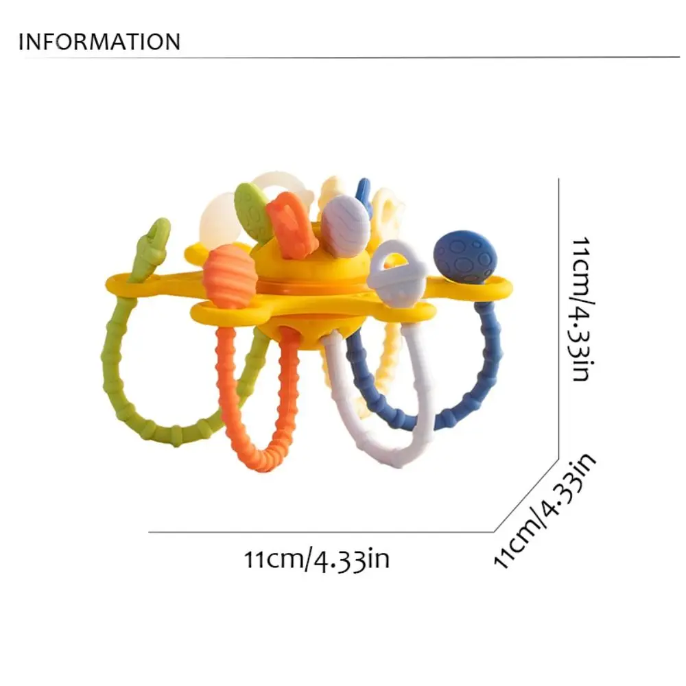 Cognitivo Silicone Teething Toy para Bebês, Brinquedos Sensoriais de Segurança, Puxar Cordas, Montessori PP, Desenvolve, 3 em 1