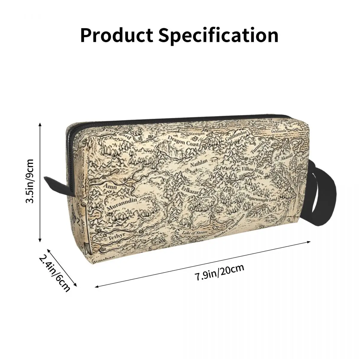 Annotated Map Of Faerun Pencil Case for Boys Girls Pen Box Pencil Bag Stationery Supplies Women Organizer Pouch