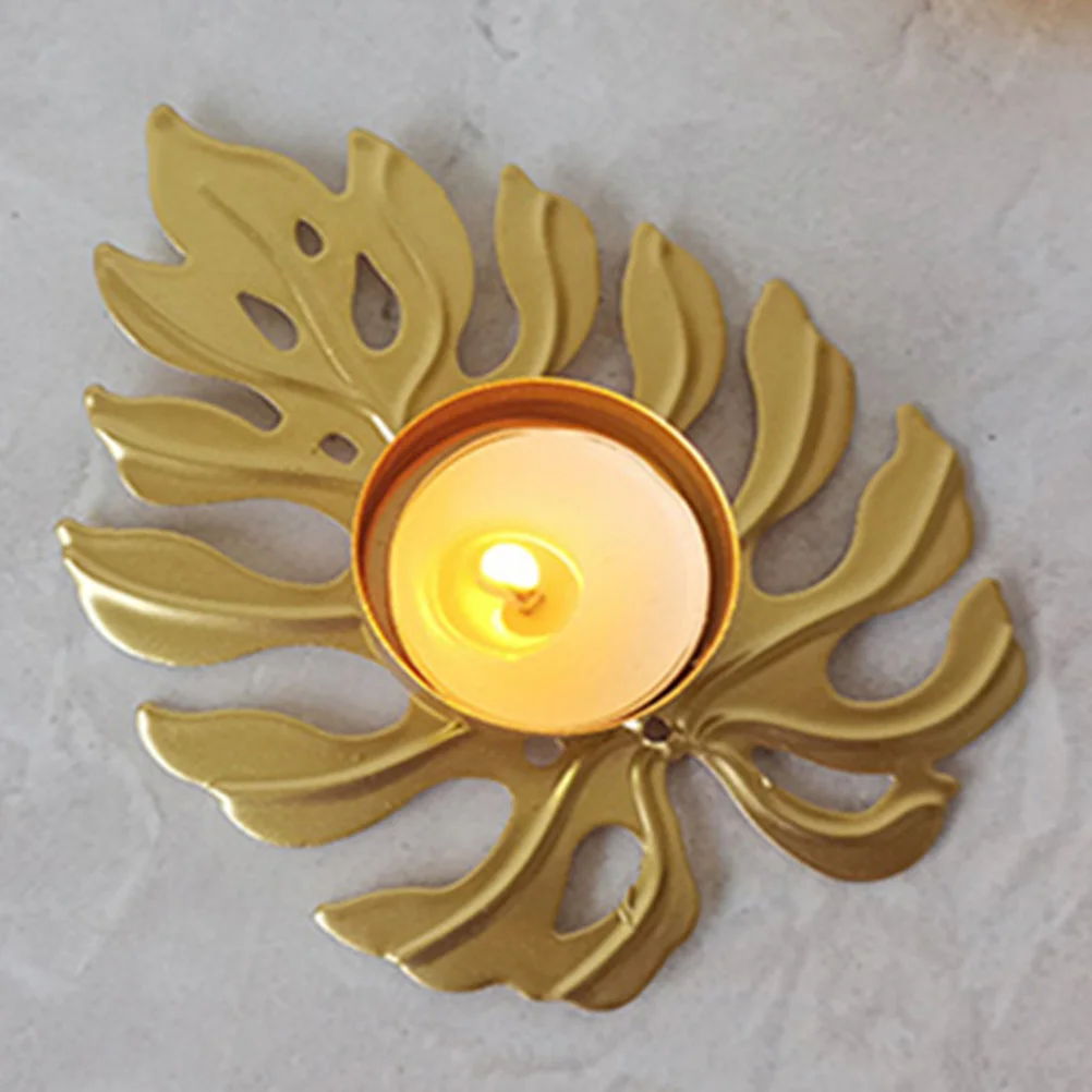 

3Pcs Iron Metal Monstera Leaf Holder Set Tealight Desktop Stand Decorative Table Ornament for Living Room Study