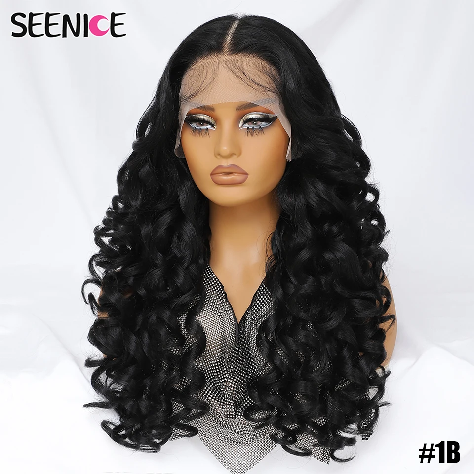 Latisha 13X6 Synthetic Lace Front Wigs Curly 13X5X1 Pre Plucked Lace Frontal Wig with Bangs for Women Highlight with Babyhair