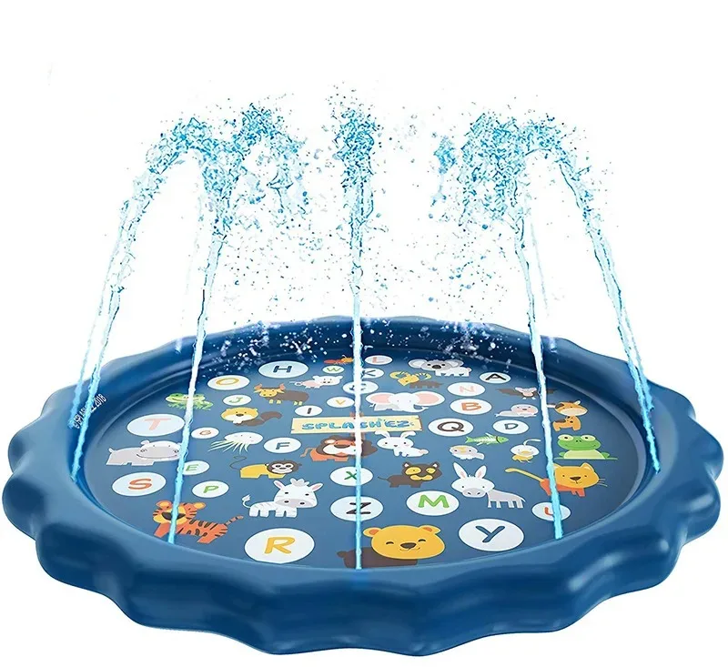 100/170cm Kids Sprinkler Play Pad Mat Outdoor Lawn Beach Letters Inflatable Water Spray Water Games Beach Mat Cushion