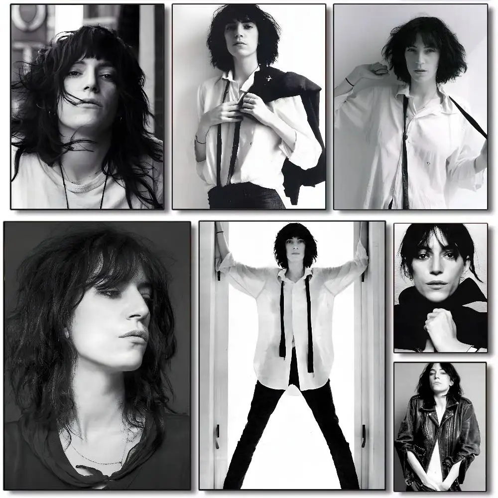 Schwarz-weißes klassisches Patti-Smith-Poster, Kunst auf HD-Leinwand, hochwertiges ästhetisches Druckpapier, Wandkunst für Wohnzimmer, Heimdekoration