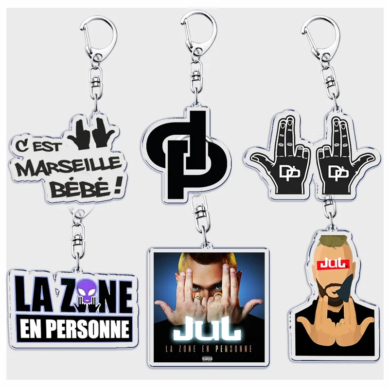 French Rapper JUL Keychains Keyring for Accessories Woman Oh Qu'elle Est Belle Pendant Keyring Jewelry Music Fans