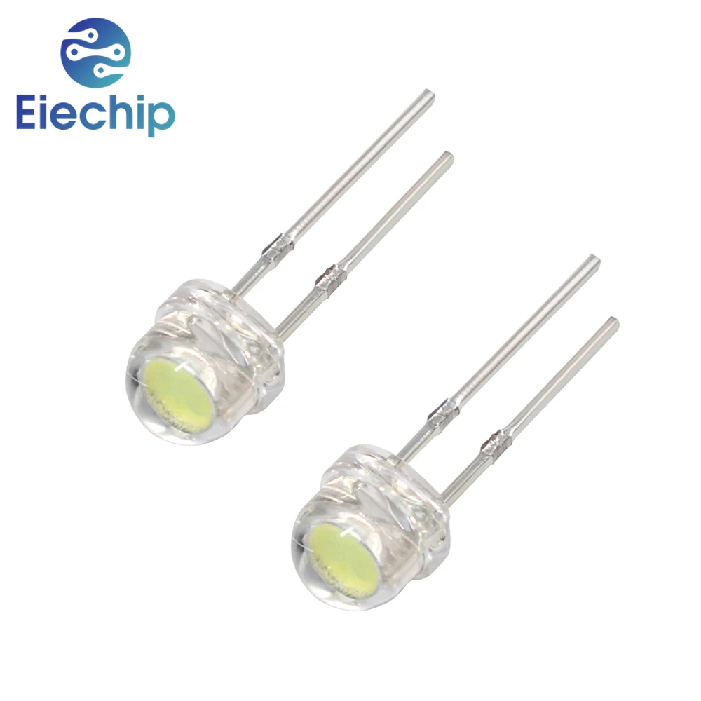 50PCS Straw Hat LED Diode 5MM Blue Green Red Yellow White Light Emitting F5 Super Bright Led