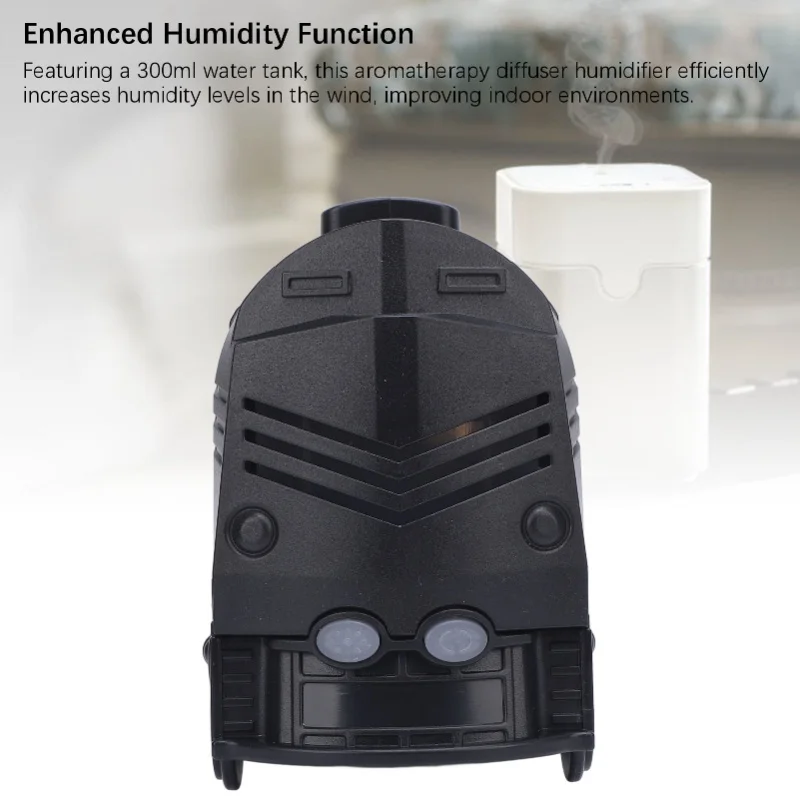 300ml Aromatherapy Diffuser Humidifier with Light ABS Retro Train Shape Air Humidifier Essential Oil Diffuser