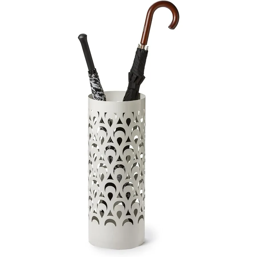 

Высокий круглый держатель для зонта, высота 21,75 дюймов, белый павлин для прихожей на открытом воздухе, обеспечивает стабильную поддержку и элегантную дези