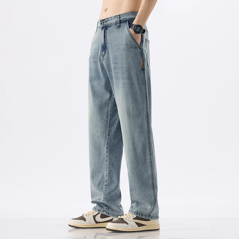 

NewSummer MenThin Straight Loose Comfortable Fashion Casual Jeans Men Full Length Zipper Fly Pants Straight Summer Men's Jeans
