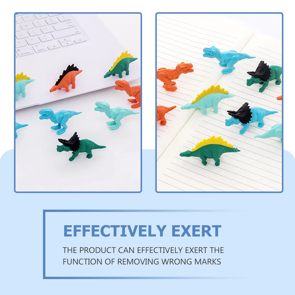 16pcs Dinosaur Shape Safe Material Stationery Cartoon Eraser Dinosaurs Shape Erasers Gifts Student Rubber