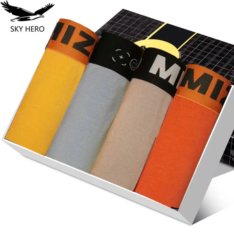 4pcs/Lot  Cotton Men Underwear Boxers Briefs Cueca Homme Shorts Calzoncillo Slip Hombre Underpants Panties