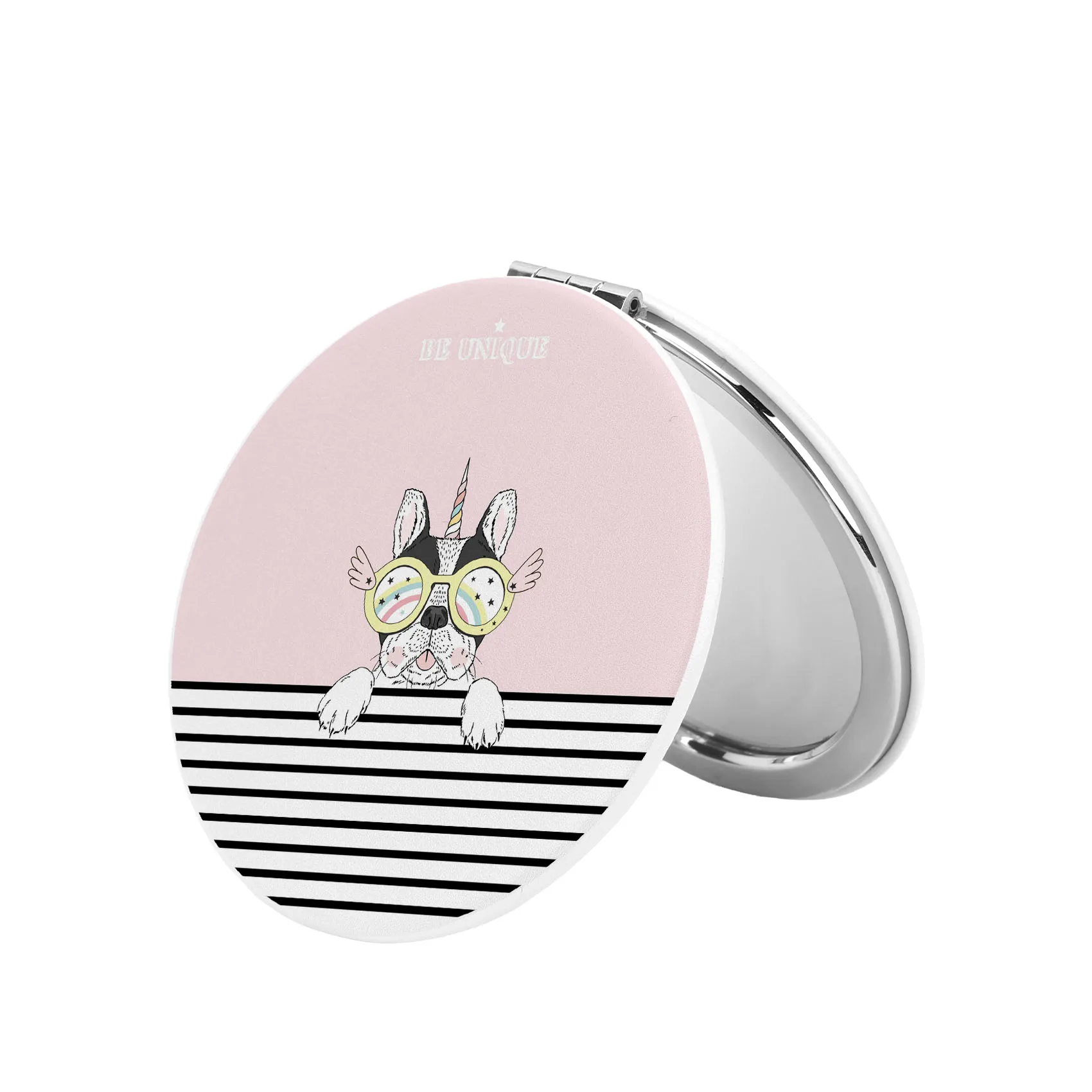 กระจกแต่งหน้าแบบตั้งโต๊ะ สีเรียบง่าย พกพาสะดวก กระจกแต่งหน้าแบบพกพา พับได้ สำหรับนักเรียน ขนาดกะทัดรัด น่ารัก กระจกพกพา