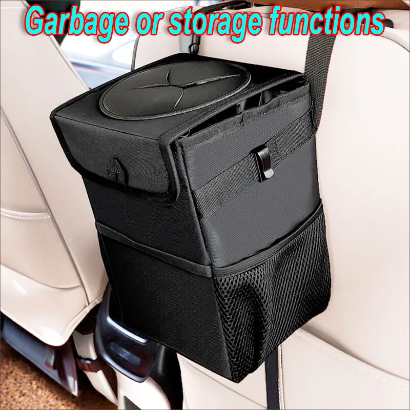 

Waterproof Car Trash Can Bin Portable Car Trash Can Foldable Storage Box-Multifunctional Hanging Auto Organizer Garbage Can