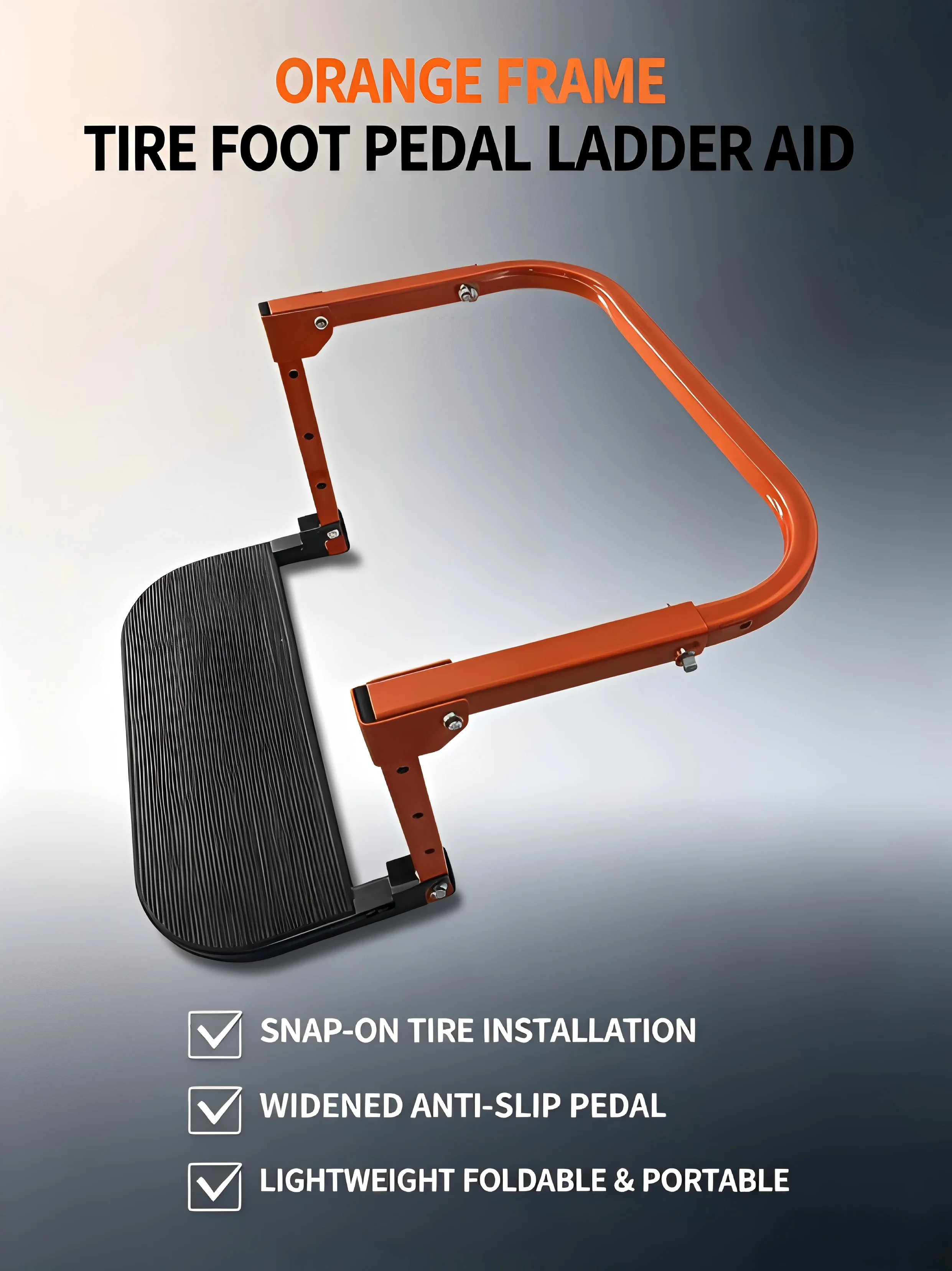 Portable Tire Step Ladder Foldable Truck SUV Tire Mounted Foot Pedal, Anti-slip Wide Platform Vehicle Access Helper Step Tool