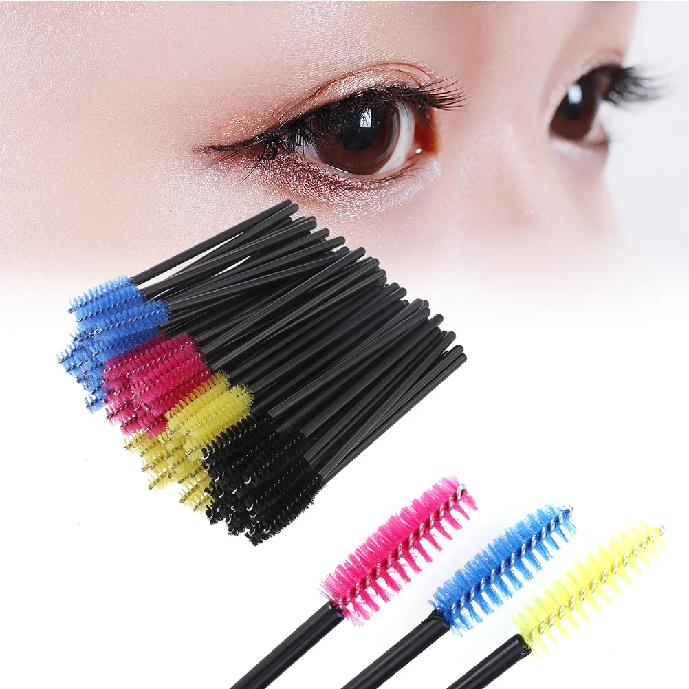 200Pcs Disposable Eyelash Brushes Plastic Handle Nylon Mascara Wands for Women Makeup Application Eyelash Extension Tools