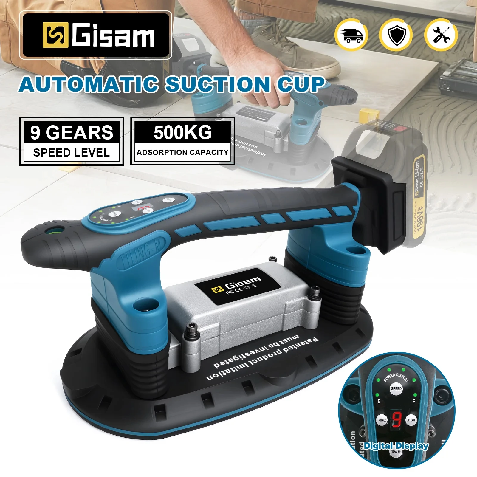 Gami – Machine de pose de carreaux à 9 vitesses, 500KG, Machine de nivellement par vibrations, outil électrique de carrelage sans fil pour broches de batterie Makita 18V