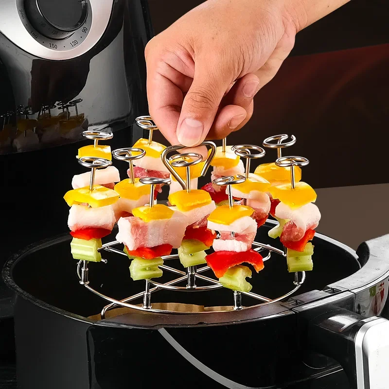 1PC Air Fryer Grill Accessories Shelf Grill Oil Filter Interlayer Double Layer Vertical Steam Rack Stainless Steel