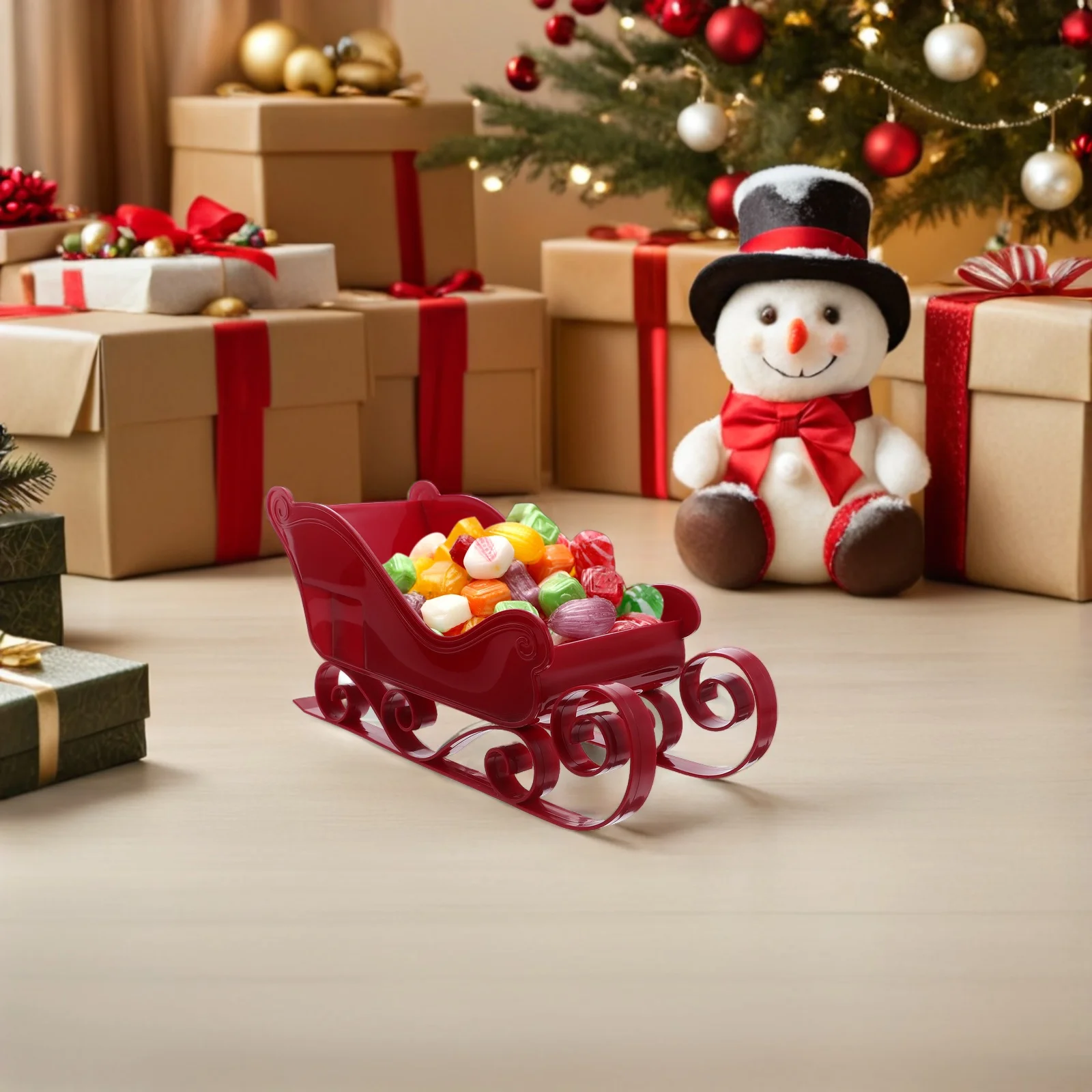 Ornamento de trenó de natal de plástico simples decoração de trenó em miniatura árvore de natal pendurado charme decoração de festa de feriado