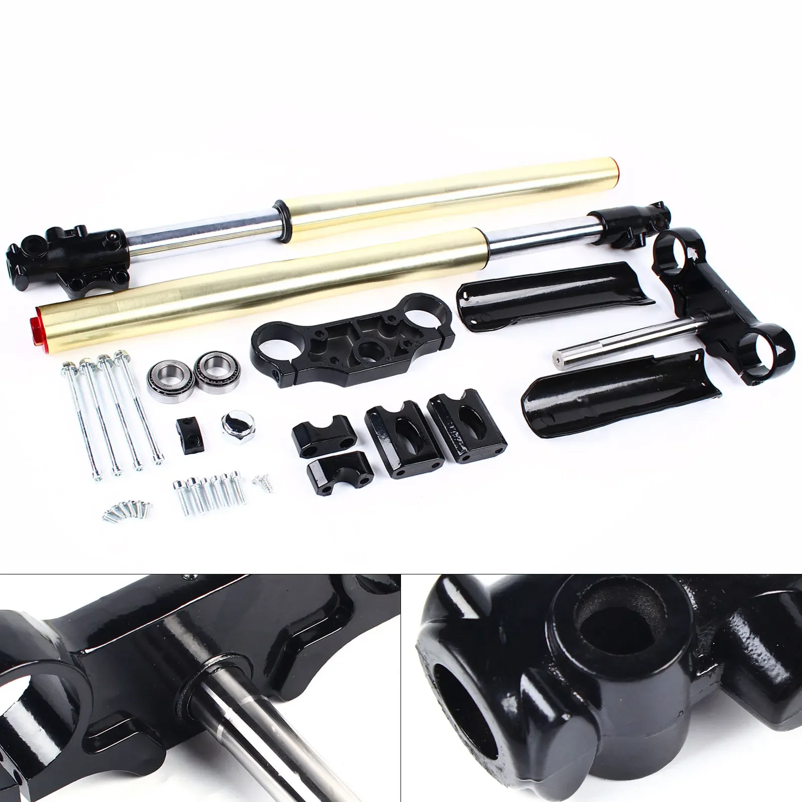 

For 29Inch Front Fork Set for Most Pit Dirt Bike 110/125cc Triple Tree Clamp Front Forks Shock Sturdy, Durable Motor Accessories