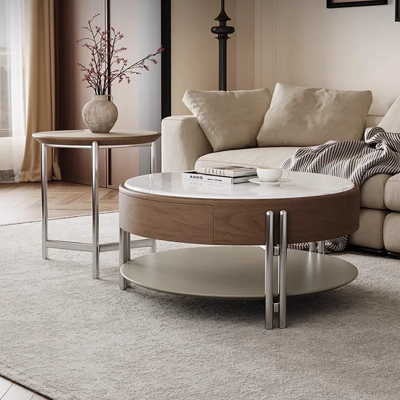 

#Modern Eco-Friendly Stone Coffee Table Set for Living Room Small Apartment Durable Home Furniture