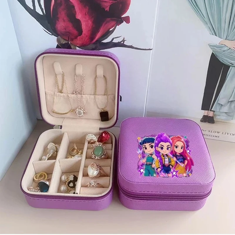 Caja de Almacenamiento de Joyas KPOP Demon Hunters, Organizador de Anillos, Collares y Pendientes para Mujer, Mini Organizadores de Joyas de Viaje, Cajas de Exhibición