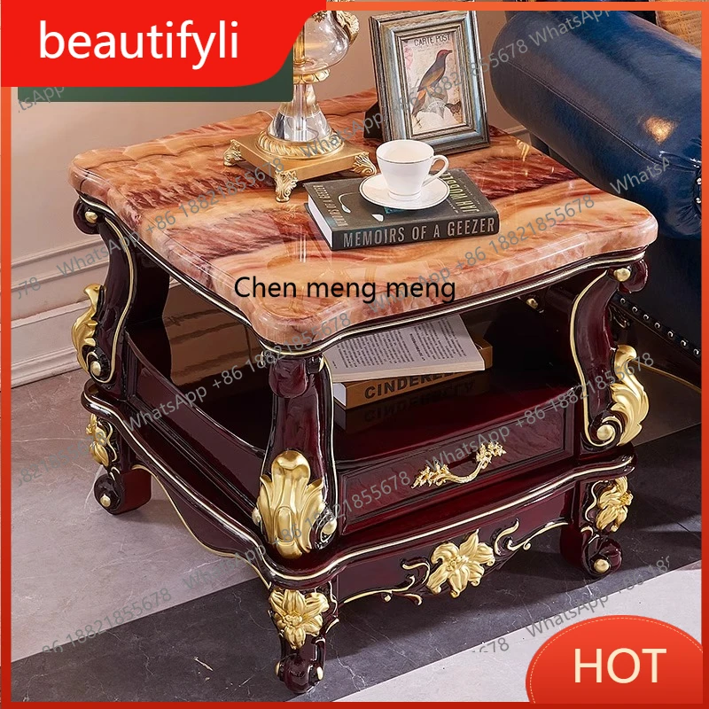 

A139 American edge few red sandalwood French corner few classical hand-carved drawing champagne gold European style