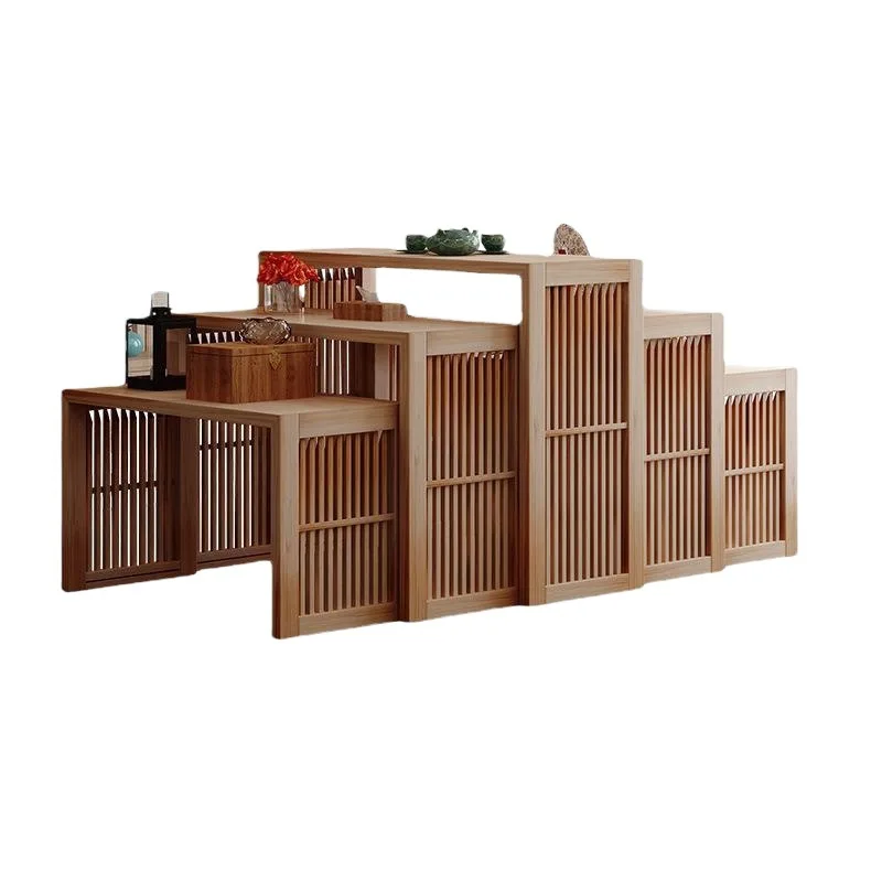 New Chinese-style solid wood shelves, double-sided containers, island cabinets, assembly counter c