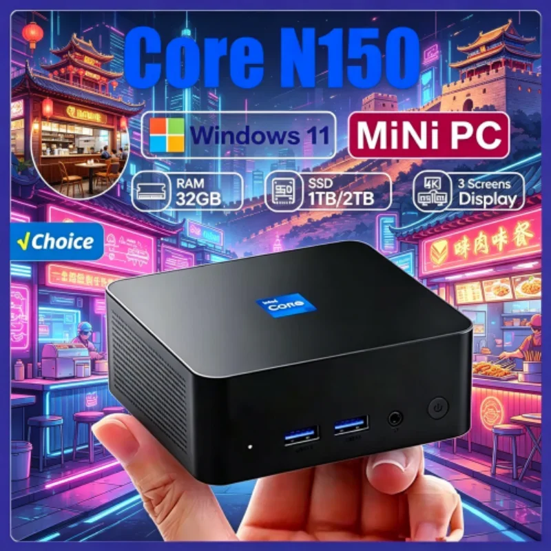 

2026 Sempiternal Core N150 MINI PC Windows 11 Pro Nano Sleek Pocket Mainframe RAM 1TB 2TB SSD WIFI 6 BT5.2 4K HD Mini Gaming